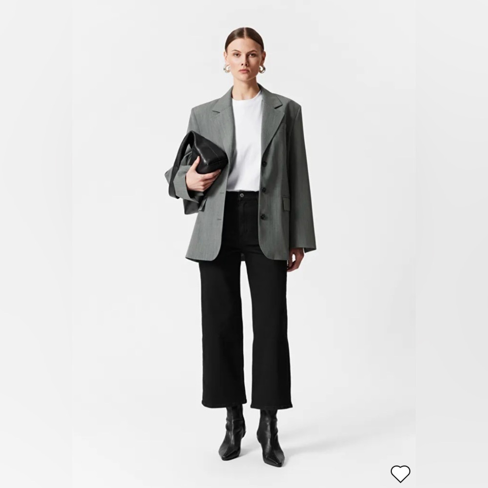 & Other Stories Crop Wide Leg Black Pants, 8